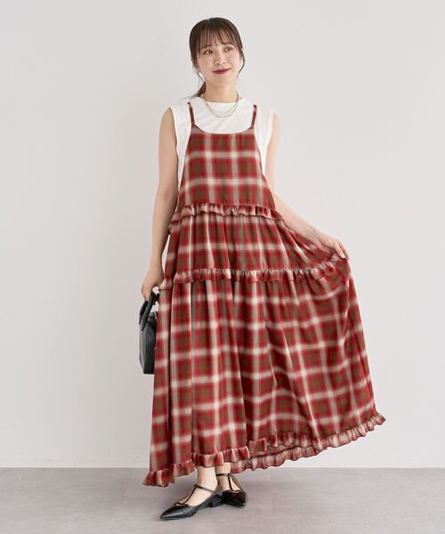 Petit fleur（プチフルール）の「・Petit Fleur オンブレーチェックキャミワンピ（ワンピース・レディース・ブラウン/ブラック/ネイビー・FREE）」の16枚目の写真