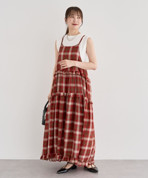 Petit fleur（プチフルール）の「・Petit Fleur オンブレーチェックキャミワンピ（ワンピース・レディース・ブラウン/ブラック/ネイビー・FREE）」の3枚目の写真