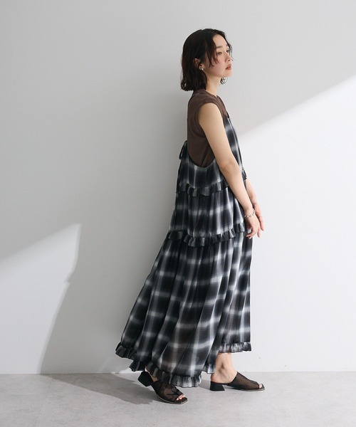 Petit fleur（プチフルール）の「・Petit Fleur オンブレーチェックキャミワンピ（ワンピース・レディース・ブラウン/ブラック/ネイビー・FREE）」の2枚目の写真