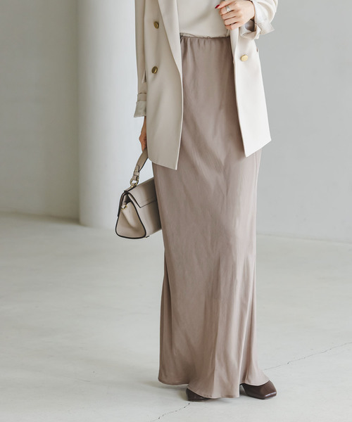 Noble（ノーブル）の「《追加3》キュプラナローAラインスカート（スカート・レディース・ライトグレー/ホワイト/チャコールグレー・FREE）」の3枚目の写真