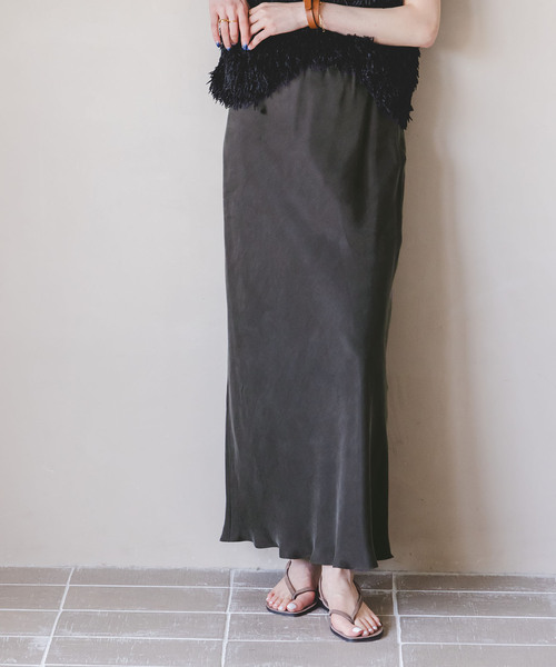 Noble（ノーブル）の「《追加3》キュプラナローAラインスカート（スカート・レディース・ライトグレー/ホワイト/チャコールグレー・FREE）」の7枚目の写真