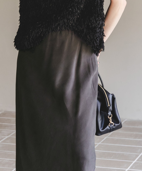 Noble（ノーブル）の「《追加3》キュプラナローAラインスカート（スカート・レディース・ライトグレー/ホワイト/チャコールグレー・FREE）」の9枚目の写真