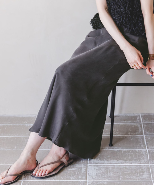 Noble（ノーブル）の「《追加3》キュプラナローAラインスカート（スカート・レディース・ライトグレー/ホワイト/チャコールグレー・FREE）」の10枚目の写真