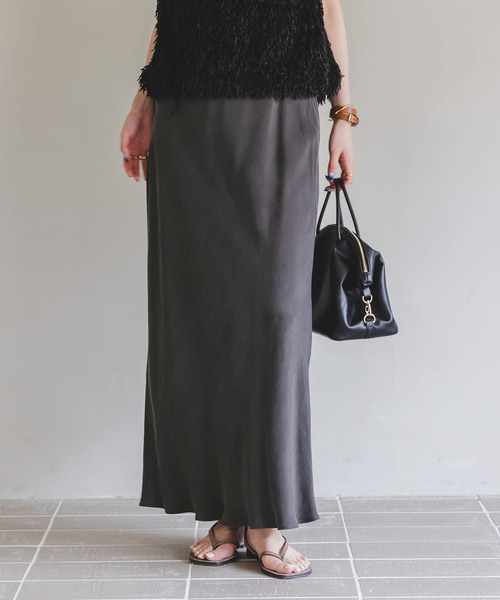 Noble（ノーブル）の「《追加3》キュプラナローAラインスカート（スカート・レディース・ライトグレー/ホワイト/チャコールグレー・FREE）」の14枚目の写真