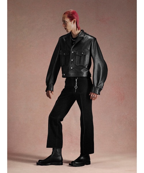 JOHN LAWRENCE SULLIVAN(ジョンローレンスサリバン)の「WASHED DENIM SEAM TUCKED PANTS(デニムパンツ・メンズ・ブラック/インディゴブルー・44/48/46)」の5枚目の写真