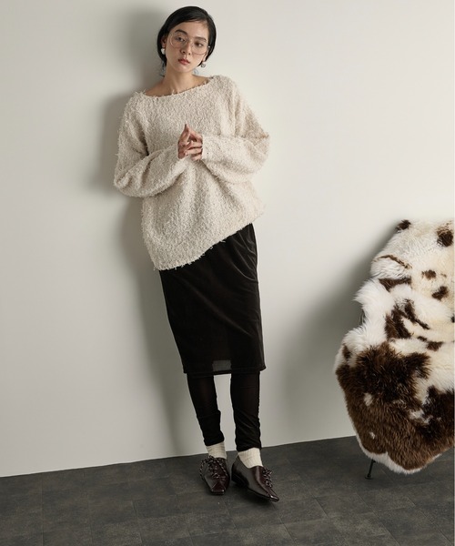 THE YOn(ザヨン)の「スカートレイヤードベロアレギンス(その他パンツ・レディース・オートミール/ピンク/キャメル/ダークブラウン・FREE)」の2枚目の写真