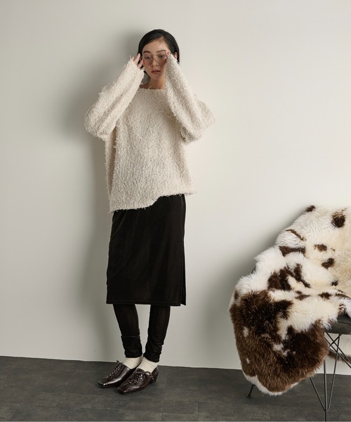 THE YOn(ザヨン)の「スカートレイヤードベロアレギンス(その他パンツ・レディース・オートミール/ピンク/キャメル/ダークブラウン・FREE)」の10枚目の写真
