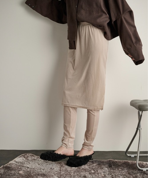 THE YOn(ザヨン)の「スカートレイヤードベロアレギンス(その他パンツ・レディース・オートミール/ピンク/キャメル/ダークブラウン・FREE)」の18枚目の写真