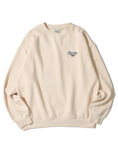 POWER TO THE PEOPLE】裏起毛クリームソーダ×ネコ刺繍スウェットプル