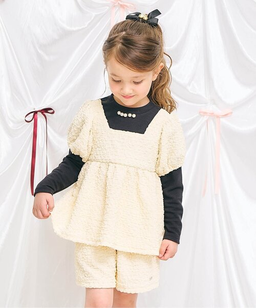 apres les cours(アプレレクール)の「バックリボンペプラムセットアップ_アプレレクールマシェリ(セットアップ・キッズ・アイボリー・80/90/100/110/130/120/140)」の1枚目の写真