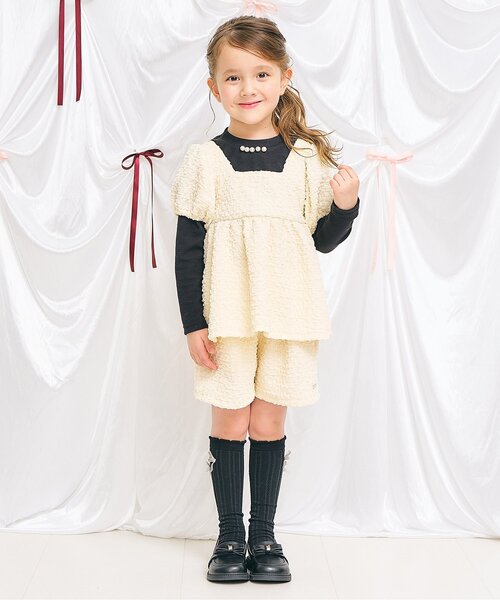 apres les cours(アプレレクール)の「バックリボンペプラムセットアップ_アプレレクールマシェリ(セットアップ・キッズ・アイボリー・80/90/100/110/130/120/140)」の2枚目の写真