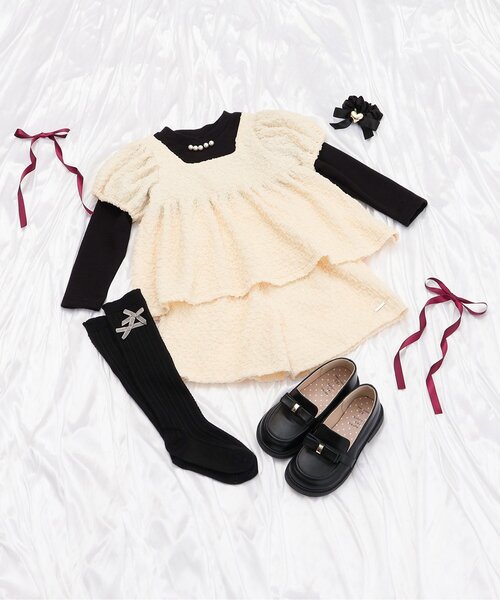 apres les cours(アプレレクール)の「バックリボンペプラムセットアップ_アプレレクールマシェリ(セットアップ・キッズ・アイボリー・80/90/100/110/130/120/140)」の6枚目の写真