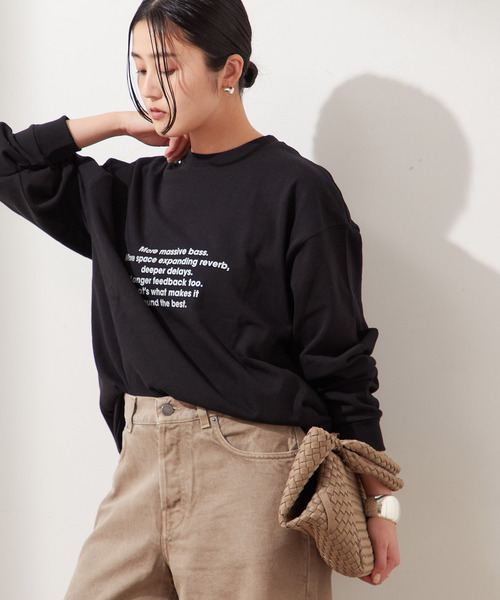 journal standard L'essage（ジャーナルスタンダードレサージュ）の「【金子綾さん着用】PMD MORE MASSIVE BASS LOOSE FITロングスリーブT（Tシャツ/カットソー・レディース・ブラック系その他/ホワイト・FREE）」の2枚目の写真