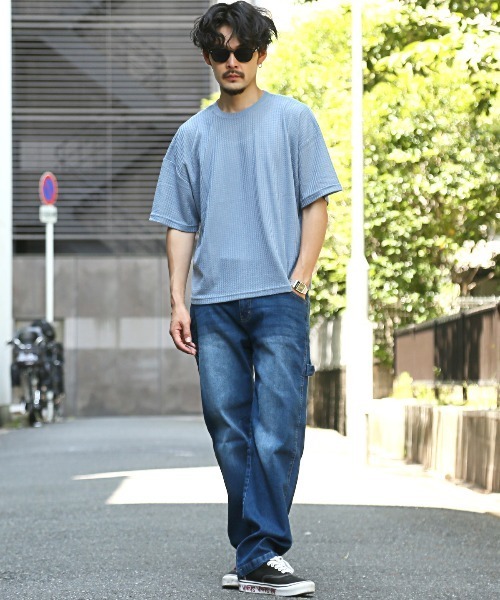 LUXSTYLE(ラグスタイル)の「ワイドペインターストレッチデニムパンツ(デニムパンツ・メンズ・インディゴブルー/ブルー・M/L/XL)」の7枚目の写真