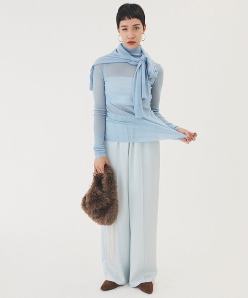 THE PAUSE（ザ ポーズ）の「【THE PAUSE】サテンピンタックパンツ（その他パンツ・レディース・ベージュ/サックスブルー・FREE）」の10枚目の写真