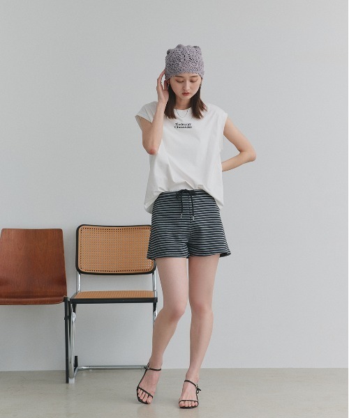 ad thie(アドティエ)の「リラックス ボーダーショートパンツ(その他パンツ・レディース・オフホワイト/グレー・FREE)」の14枚目の写真