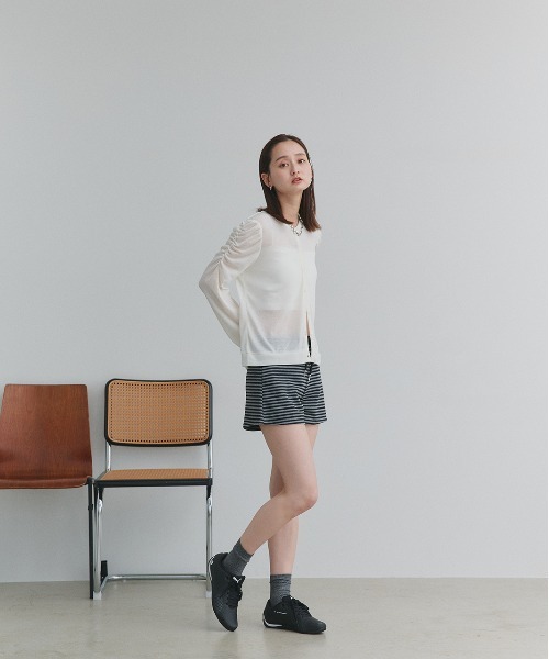 ad thie(アドティエ)の「リラックス ボーダーショートパンツ(その他パンツ・レディース・オフホワイト/グレー・FREE)」の10枚目の写真