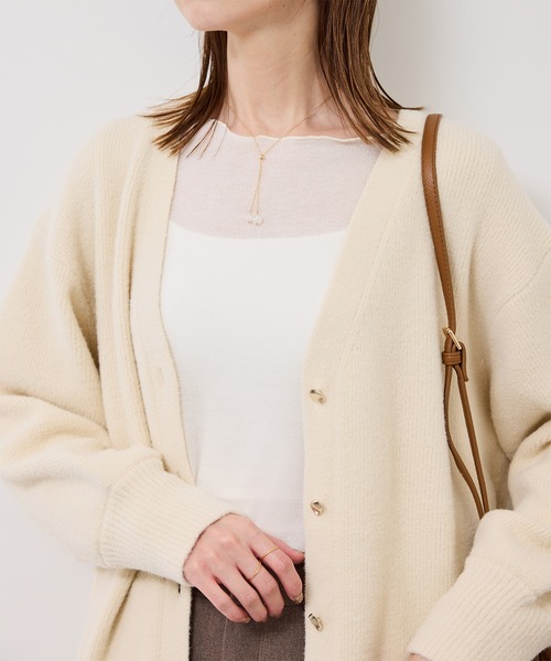 ROPE' PICNIC(ロペピクニック)の「【新色追加】スフレニットシリーズ 変形メタルボタンミドル丈カーディガン/イージーケア・リンクコーデ(カーディガン/ボレロ・レディース・ライトグレー/ダークブラウン/レッド/ブルー/キナリ/ピンク系その他2/ベージュ/ラベンダー/クリーム/ブラック・FREE)」の20枚目の写真