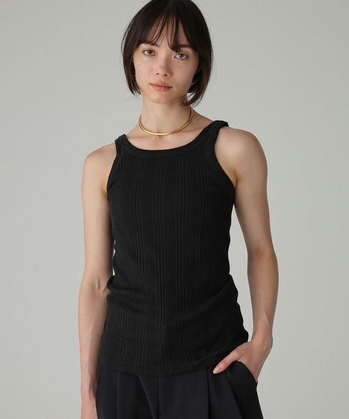 YOUNG&OLSEN The DRYGOODS STORE（ヤングアンドオルセン）の「【YOUNG＆OLSEN】RANDOM RIB TANKTOP（タンクトップ・レディース・ホワイト/ブラック・フリー）」の8枚目の写真