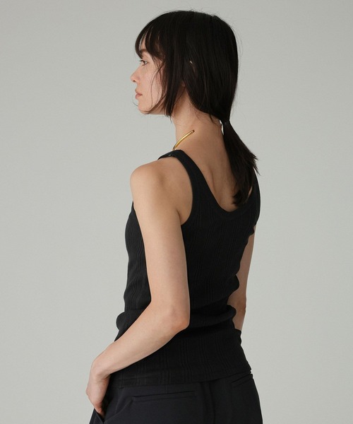 YOUNG&OLSEN The DRYGOODS STORE（ヤングアンドオルセン）の「【YOUNG＆OLSEN】RANDOM RIB TANKTOP（タンクトップ・レディース・ホワイト/ブラック・フリー）」の9枚目の写真