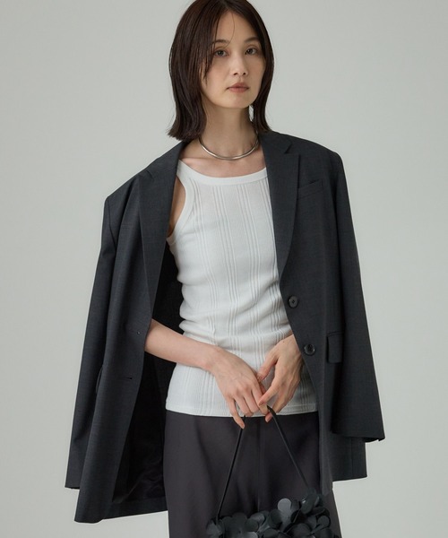 YOUNG&OLSEN The DRYGOODS STORE（ヤングアンドオルセン）の「【YOUNG＆OLSEN】RANDOM RIB TANKTOP（タンクトップ・レディース・ホワイト/ブラック・フリー）」の3枚目の写真