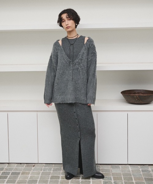 2WAYアルパカタッチニットロングスカート/ワンピース（スカート）｜AIC