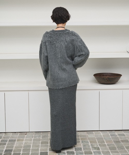 AIC.（エーアイシー）の「2WAYアルパカタッチニットロングスカート/ワンピース（スカート・レディース・グレー/ブラック・MT/MEDIUM）」の3枚目の写真
