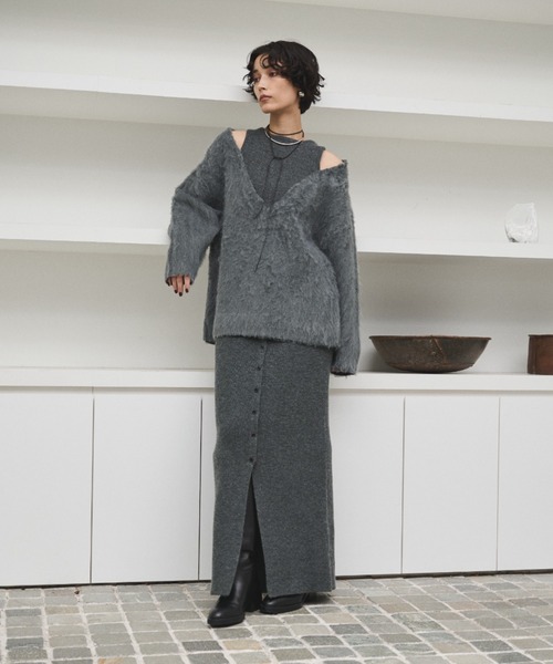 2WAYアルパカタッチニットロングスカート/ワンピース（スカート）｜AIC