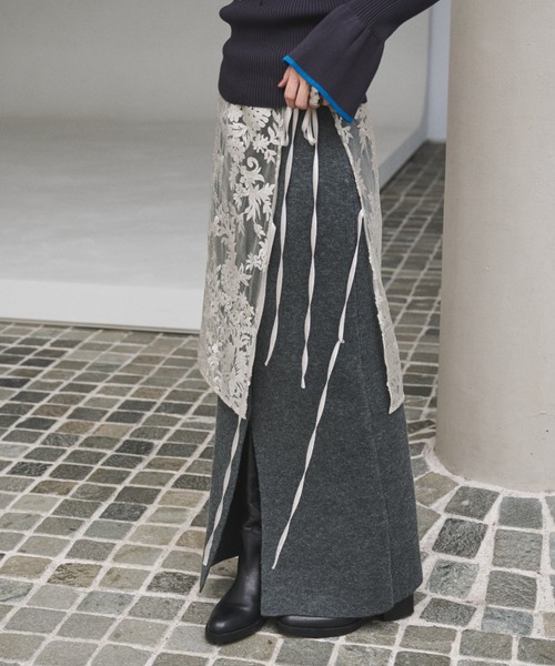 AIC.（エーアイシー）の「2WAYアルパカタッチニットロングスカート/ワンピース（スカート・レディース・グレー/ブラック・MT/MEDIUM）」の17枚目の写真