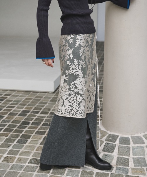 AIC.（エーアイシー）の「2WAYアルパカタッチニットロングスカート/ワンピース（スカート・レディース・グレー/ブラック・MT/MEDIUM）」の16枚目の写真