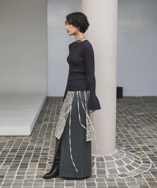 2WAYアルパカタッチニットロングスカート/ワンピース（スカート）｜AIC