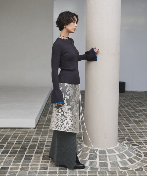 AIC.（エーアイシー）の「2WAYアルパカタッチニットロングスカート/ワンピース（スカート・レディース・グレー/ブラック・MT/MEDIUM）」の8枚目の写真