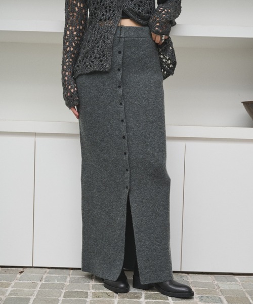 2WAYアルパカタッチニットロングスカート/ワンピース（スカート）｜AIC