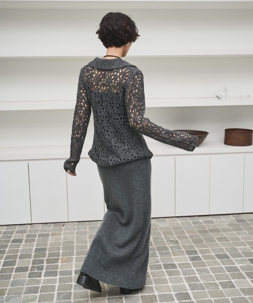 AIC.（エーアイシー）の「2WAYアルパカタッチニットロングスカート/ワンピース（スカート・レディース・グレー/ブラック・MT/MEDIUM）」の14枚目の写真