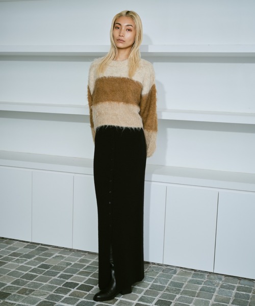 gasa*ガサ　ウール アルパカ　ロングスカート セール】2WAYアルパカタッチニットロングスカート/ワンピース