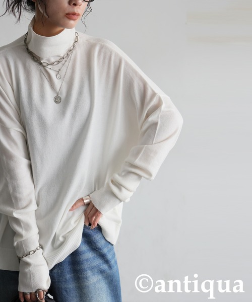 antiqua(アンティカ)の「ボトルネック ニット(ニット/セーター・レディース・ブラック/ベージュ系その他/ホワイト/杢グレー・ONESIZE)」の10枚目の写真