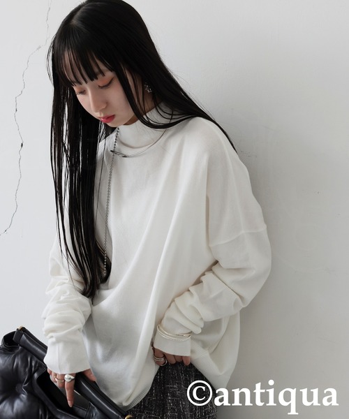 antiqua(アンティカ)の「ボトルネック ニット(ニット/セーター・レディース・ブラック/ベージュ系その他/ホワイト/杢グレー・ONESIZE)」の8枚目の写真