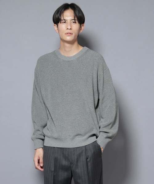 セール】マーセライズコットン 畦クルーネックニット（ニット/セーター