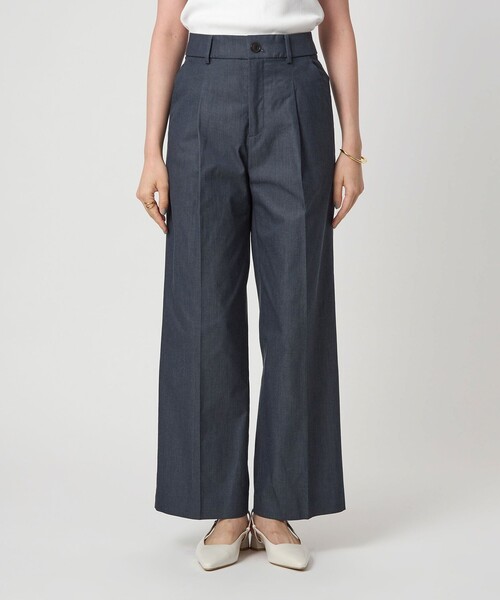 green label relaxing（グリーンレーベルリラクシング）の「［size SHORT/TALLあり］キチントボトムス カバー ワイド パンツ シャンブレー（スラックス・レディース・その他1・SHORT/36/TALL/38/40）」の7枚目の写真