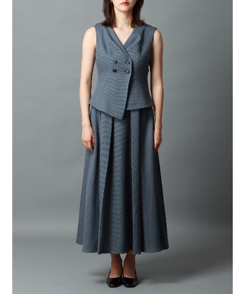 CIS.（シス）の「CIS． レイヤードルックワンピース ウォッシャブル ストレッチ ツイード（ワンピース・レディース・ベージュ/ブルー・34(5号)/36(7号)/38(9号)/40(11号)）」の3枚目の写真