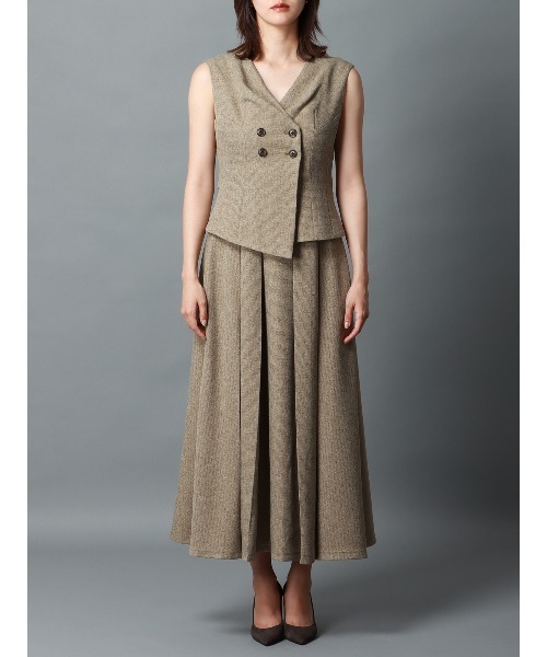 CIS.（シス）の「CIS． レイヤードルックワンピース ウォッシャブル ストレッチ ツイード（ワンピース・レディース・ベージュ/ブルー・34(5号)/36(7号)/38(9号)/40(11号)）」の12枚目の写真