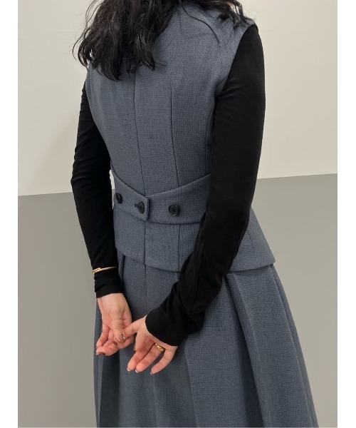 CIS.（シス）の「CIS． レイヤードルックワンピース ウォッシャブル ストレッチ ツイード（ワンピース・レディース・ベージュ/ブルー・34(5号)/36(7号)/38(9号)/40(11号)）」の22枚目の写真