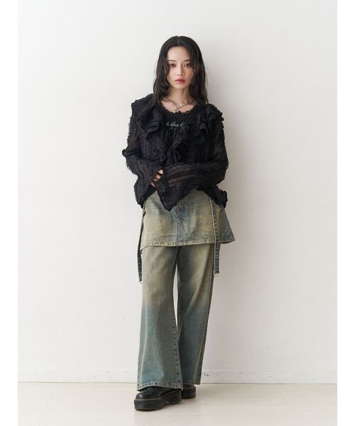jouetie（ジュエティ）の「ラッフルフリルレースブラウス（シャツ/ブラウス・レディース・アイボリー/ブラック・MEDIUM）」の8枚目の写真
