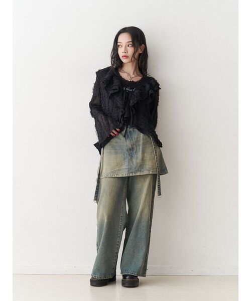 jouetie（ジュエティ）の「ラッフルフリルレースブラウス（シャツ/ブラウス・レディース・アイボリー/ブラック・MEDIUM）」の9枚目の写真
