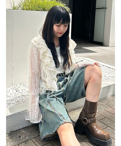 jouetie（ジュエティ）の「ラッフルフリルレースブラウス（シャツ/ブラウス・レディース・アイボリー/ブラック・MEDIUM）」の14枚目の写真