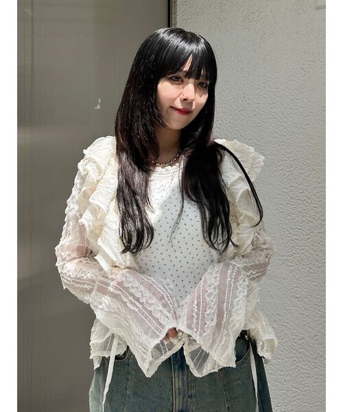 jouetie（ジュエティ）の「ラッフルフリルレースブラウス（シャツ/ブラウス・レディース・アイボリー/ブラック・MEDIUM）」の15枚目の写真