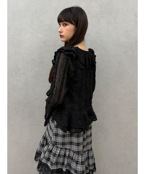 jouetie（ジュエティ）の「ラッフルフリルレースブラウス（シャツ/ブラウス・レディース・アイボリー/ブラック・MEDIUM）」の11枚目の写真