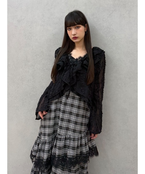 jouetie（ジュエティ）の「ラッフルフリルレースブラウス（シャツ/ブラウス・レディース・アイボリー/ブラック・MEDIUM）」の10枚目の写真