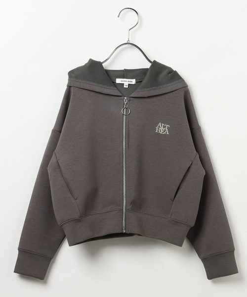 GLOBAL WORK（グローバルワーク）の「ダンボールショートZIPパーカー/587892（パーカー・キッズ・チャコールグレー/アイボリー・130cm/140cm/150cm/160cm）」の4枚目の写真