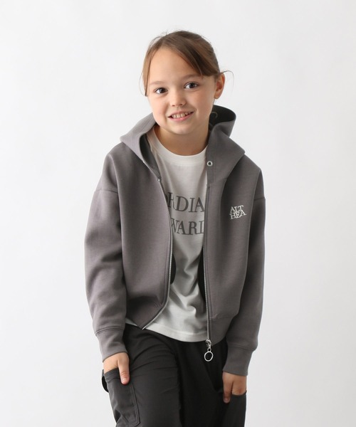 GLOBAL WORK（グローバルワーク）の「ダンボールショートZIPパーカー/587892（パーカー・キッズ・チャコールグレー/アイボリー・130cm/140cm/150cm/160cm）」の17枚目の写真